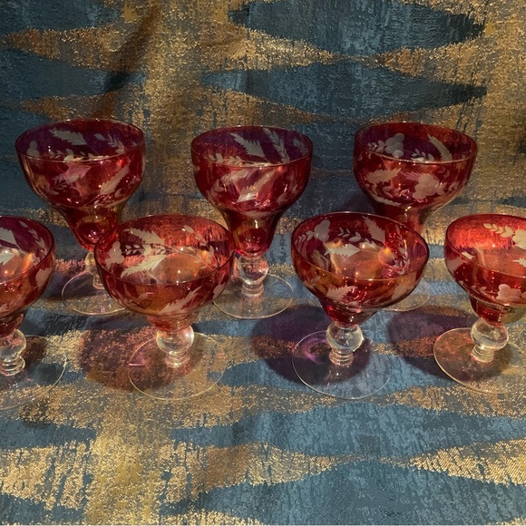 Vintage Bohemian Cranberry Glasses - Picture 1 of 4